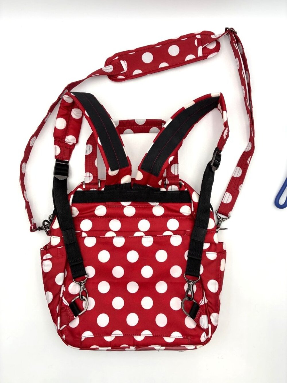 Lug Mini Puddle Jumper Backpack Crimson Large Dot Multi-Pocket Design Red White - Picture 7 of 16
